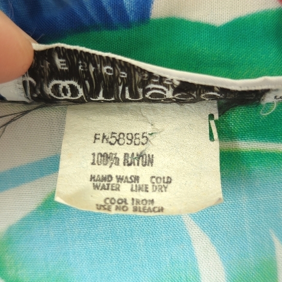 Bloomingdale's 80's Vintage Bright Tropical Short Sleeve Button Down Shirt Large - Picture 6 of 12